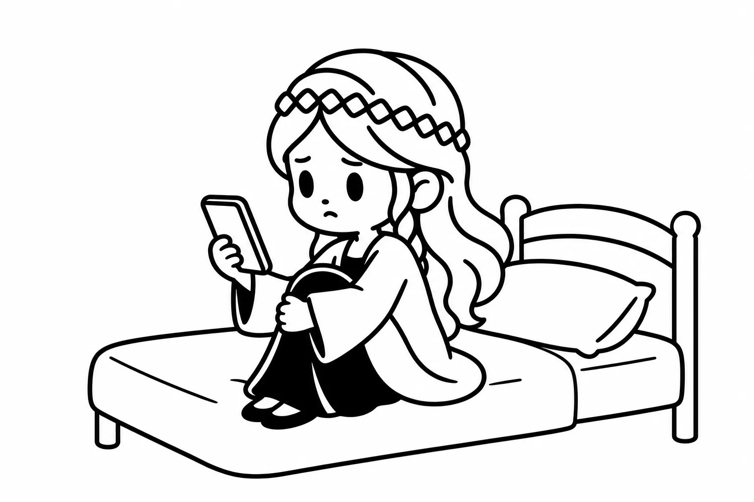 INFPが返事の来ない画面を見て相手の事情を思い浮かべるイラスト