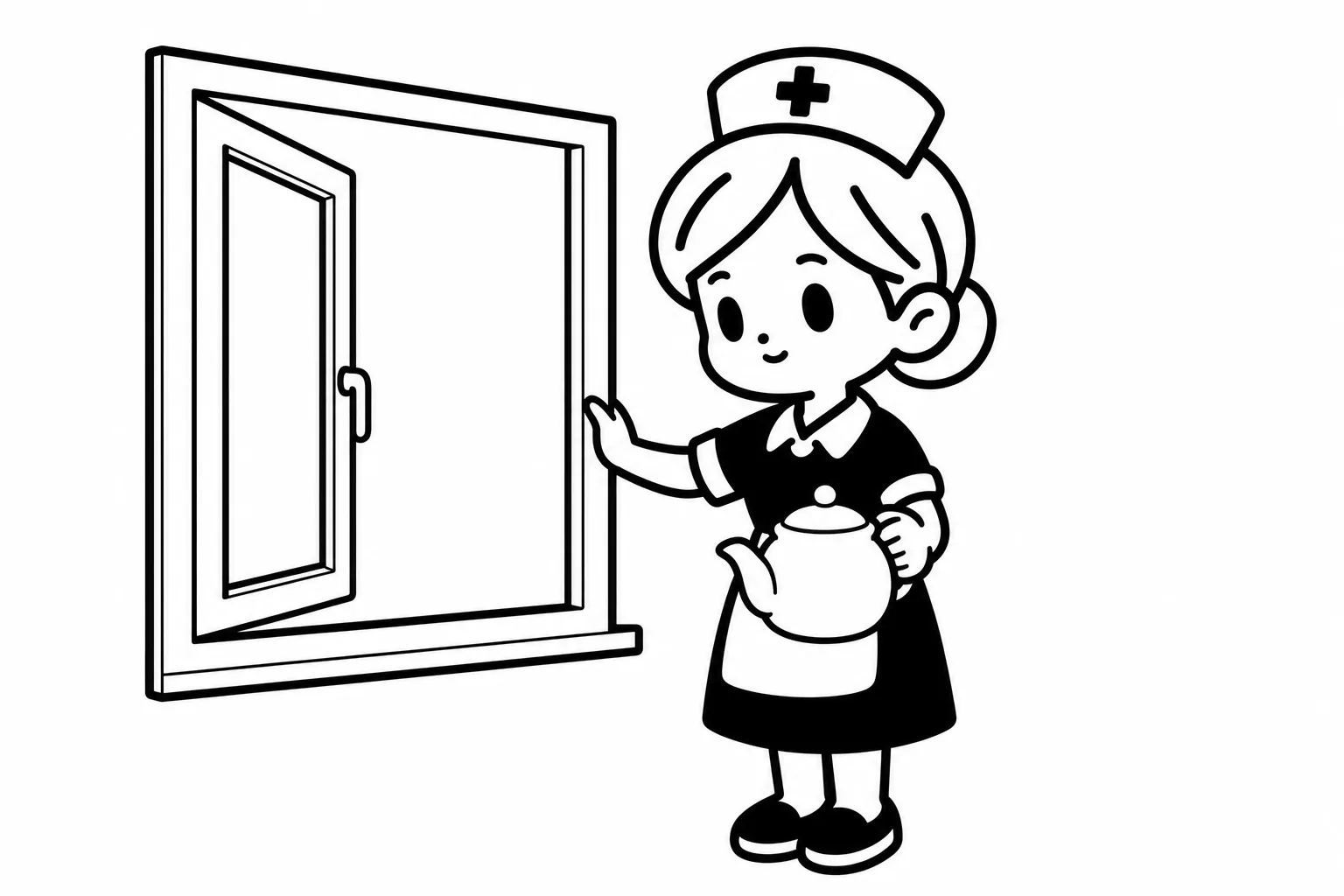 ISFJが言い合いの最中に窓を開けて空気を入れ替えるイラスト