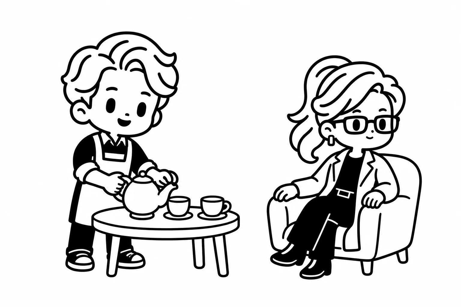 ESFJが友達のために好きなお茶を用意しているイラスト