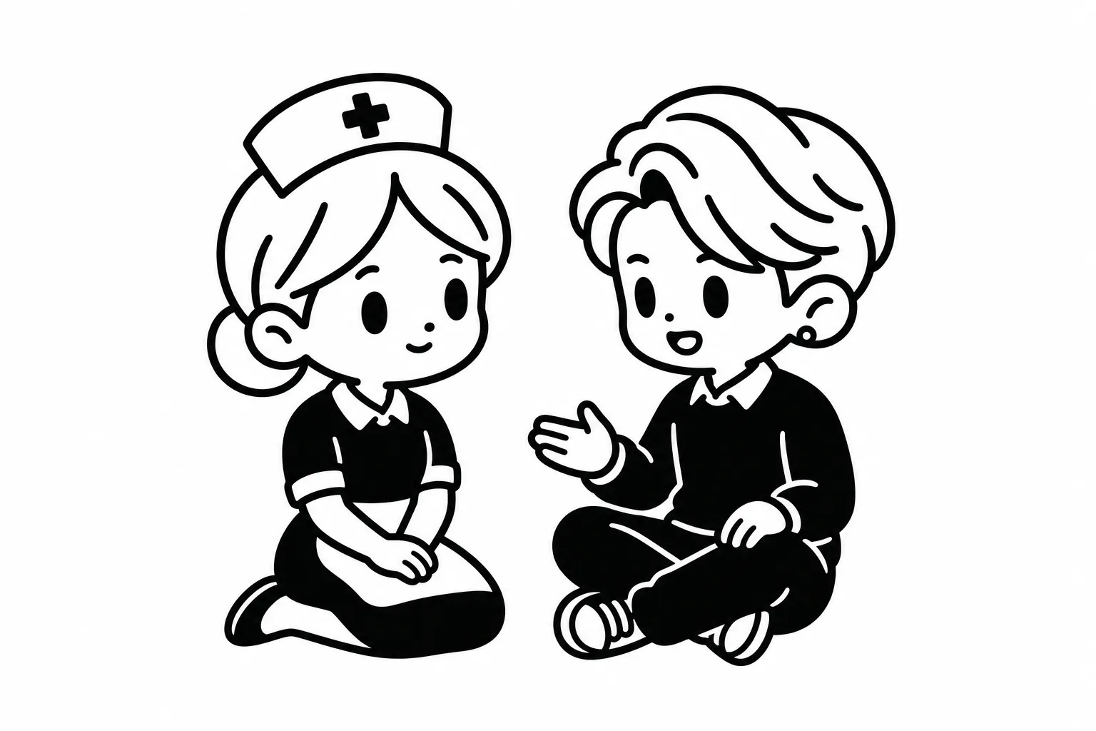 ISFJが穏やかに相づちを打って友達の話を聞いているイラスト