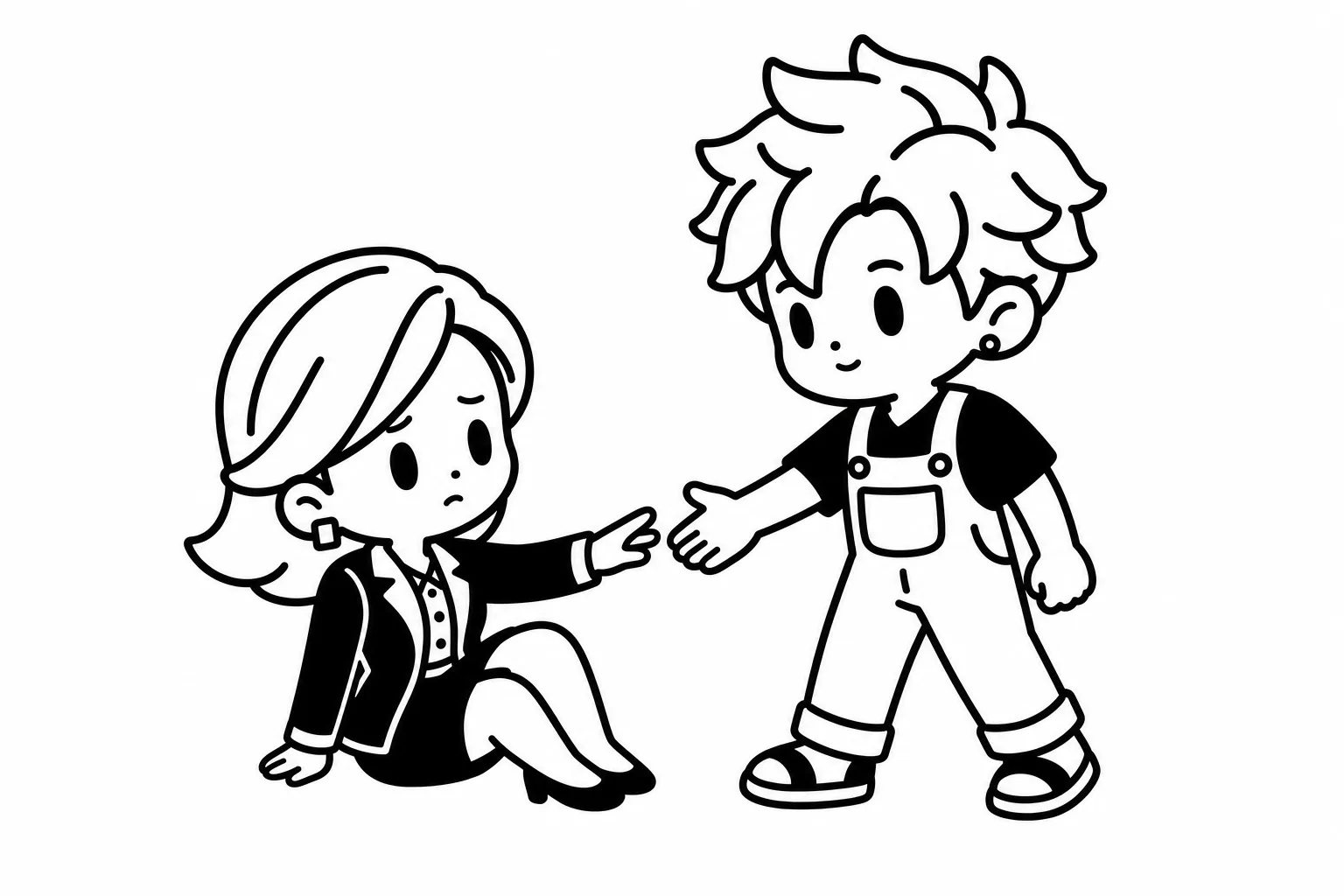 ISFPが困っている友達に一緒に帰ろうと手を差し出しているイラスト