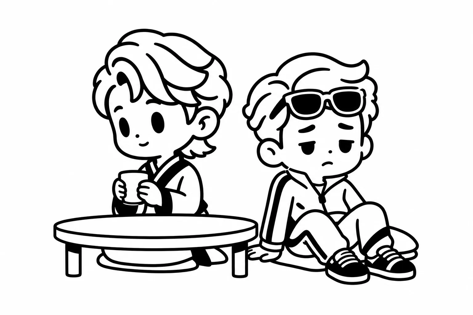 INFJが疲れた恋人のそばで静かに待っているイラスト