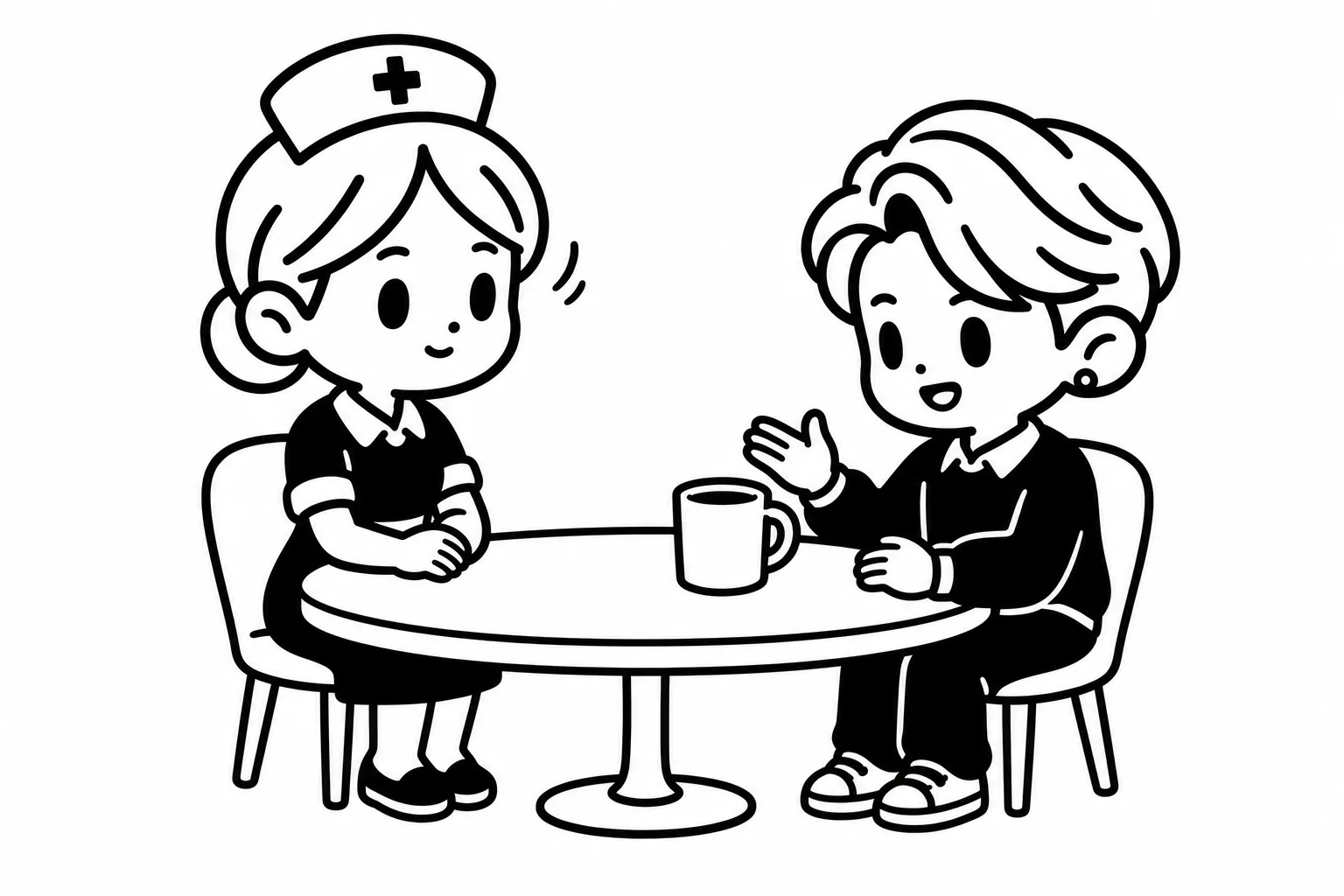 ISFJが恋人の好みの飲み物を用意して話を聞いているイラスト