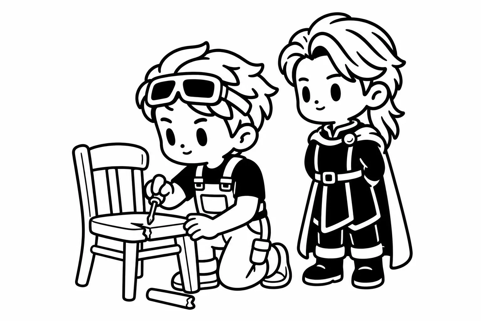 ISTPが恋人の壊れたものを黙って直しているイラスト