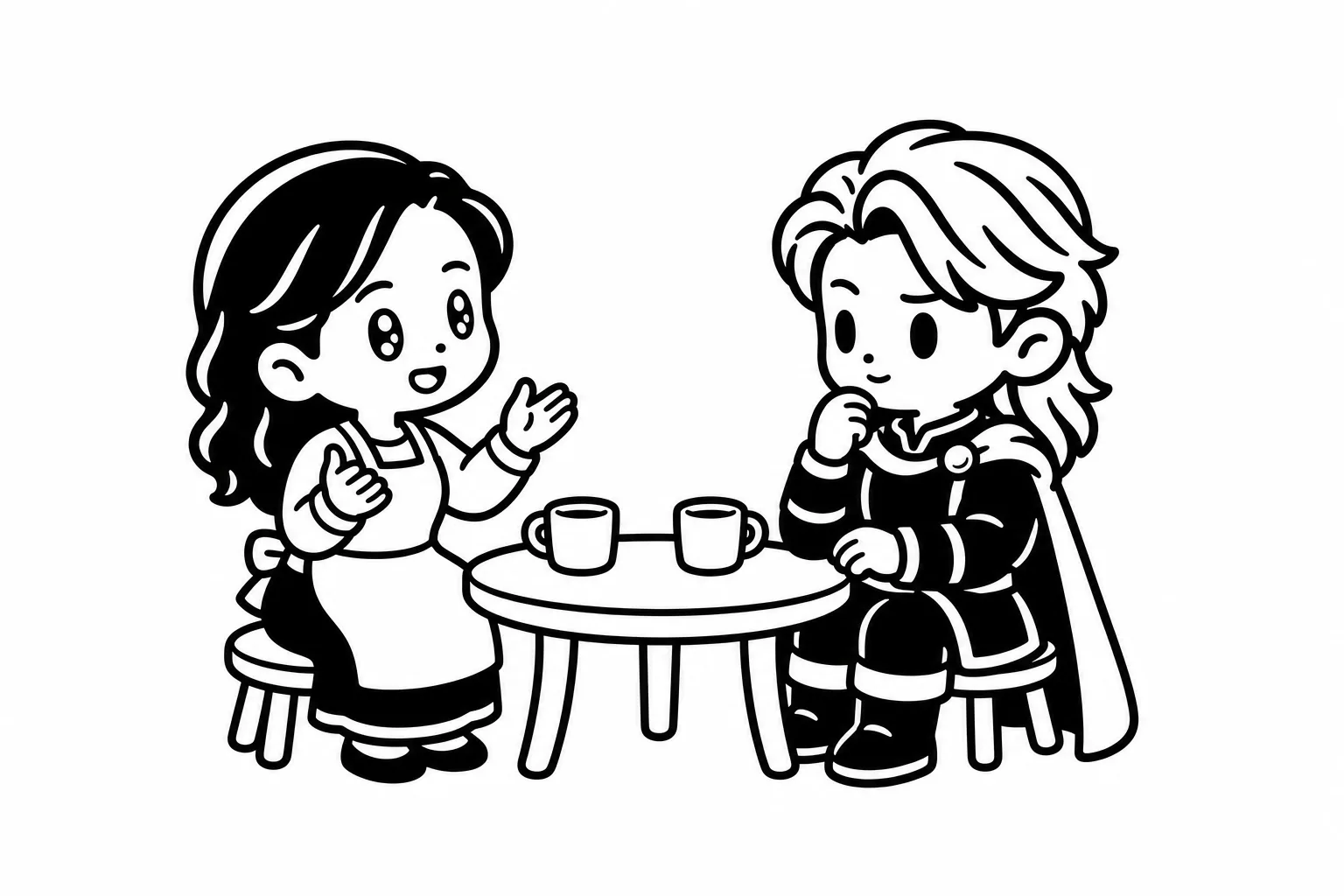 ENFJの子どもが先の展開を身ぶりで話し、親が聞いているイラスト