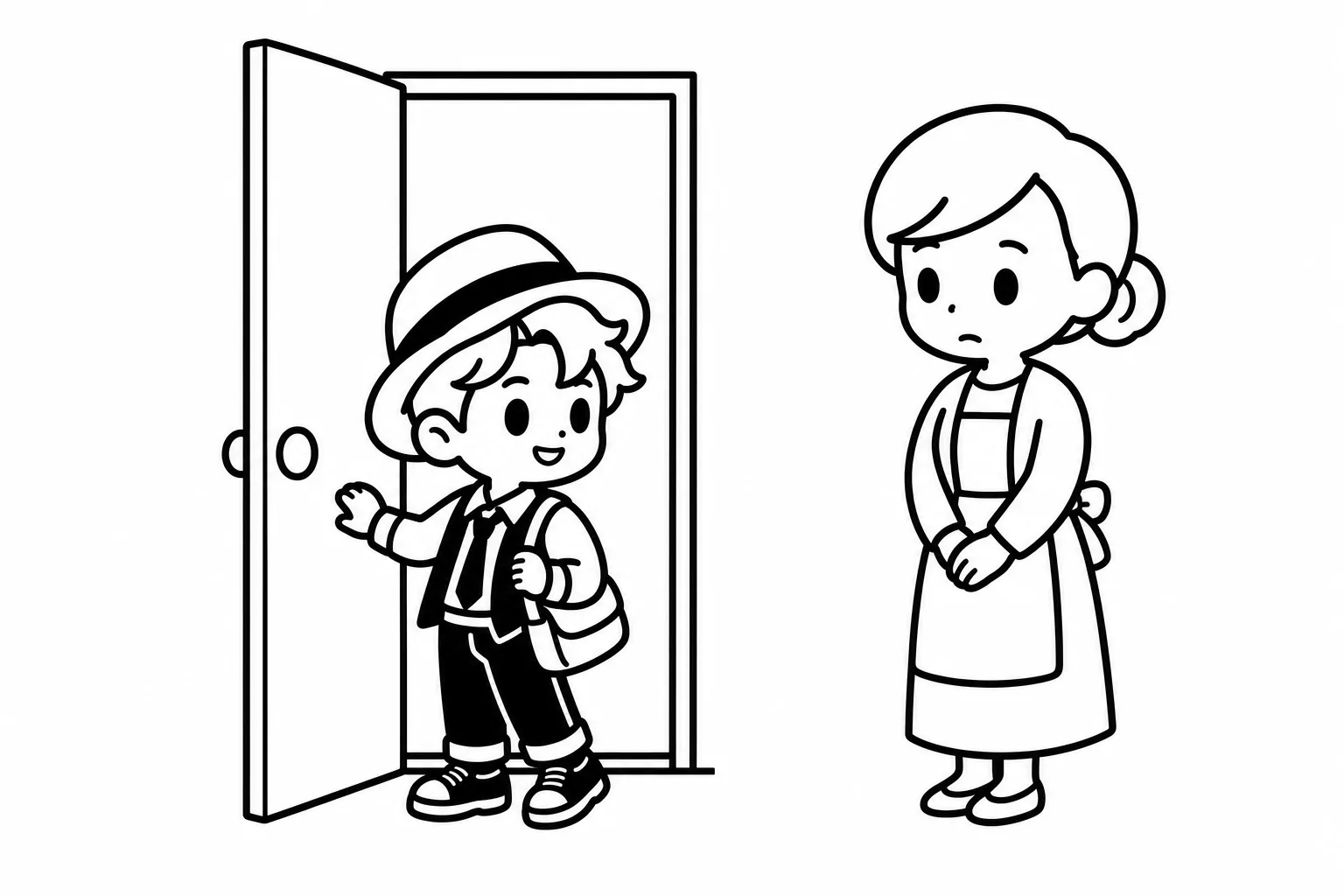 ENFPの子どもが自分で選んだ友達のところへ出かけるのを親が見送るイラスト