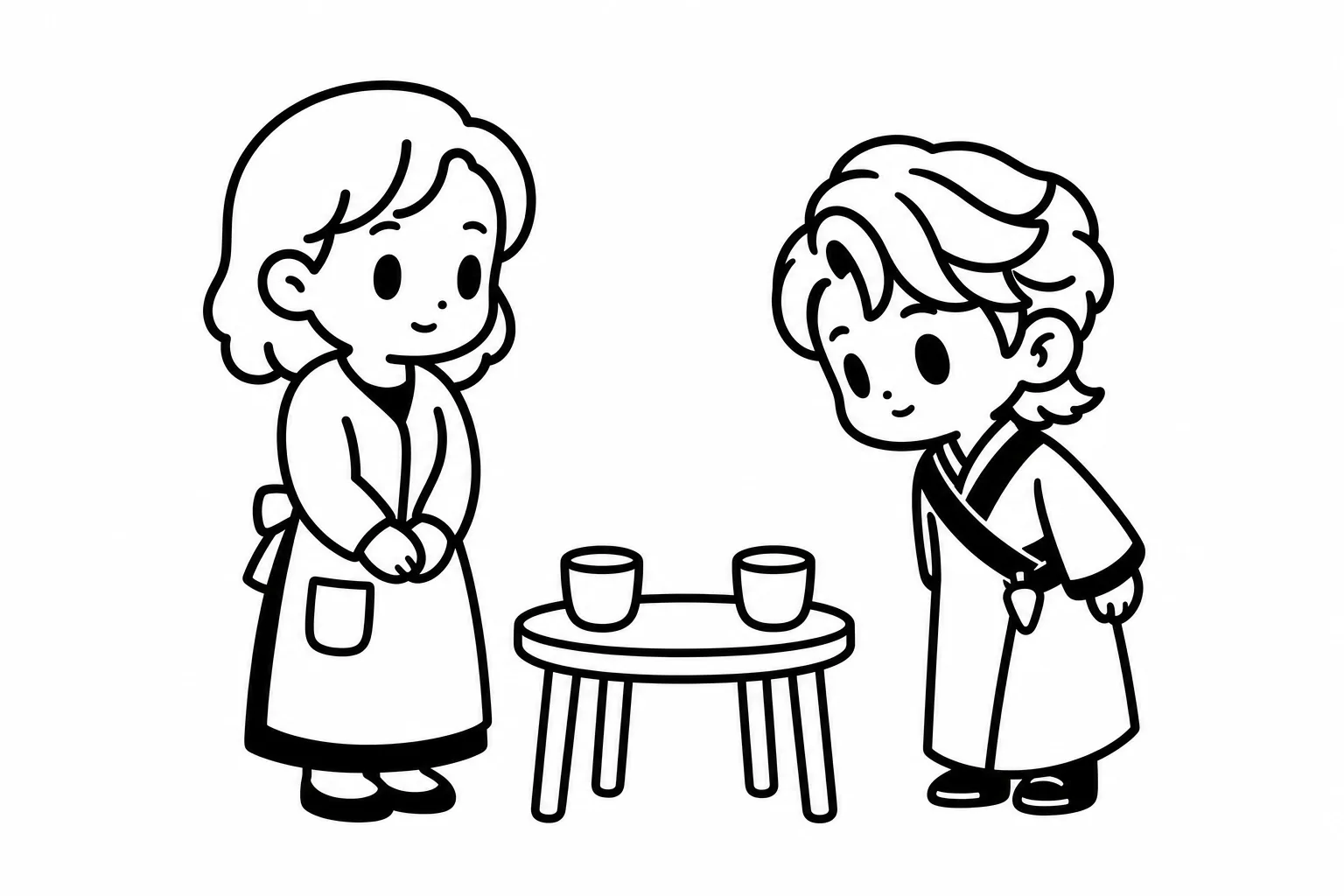 INFJの子どもが言葉を探し、親が待っているイラスト