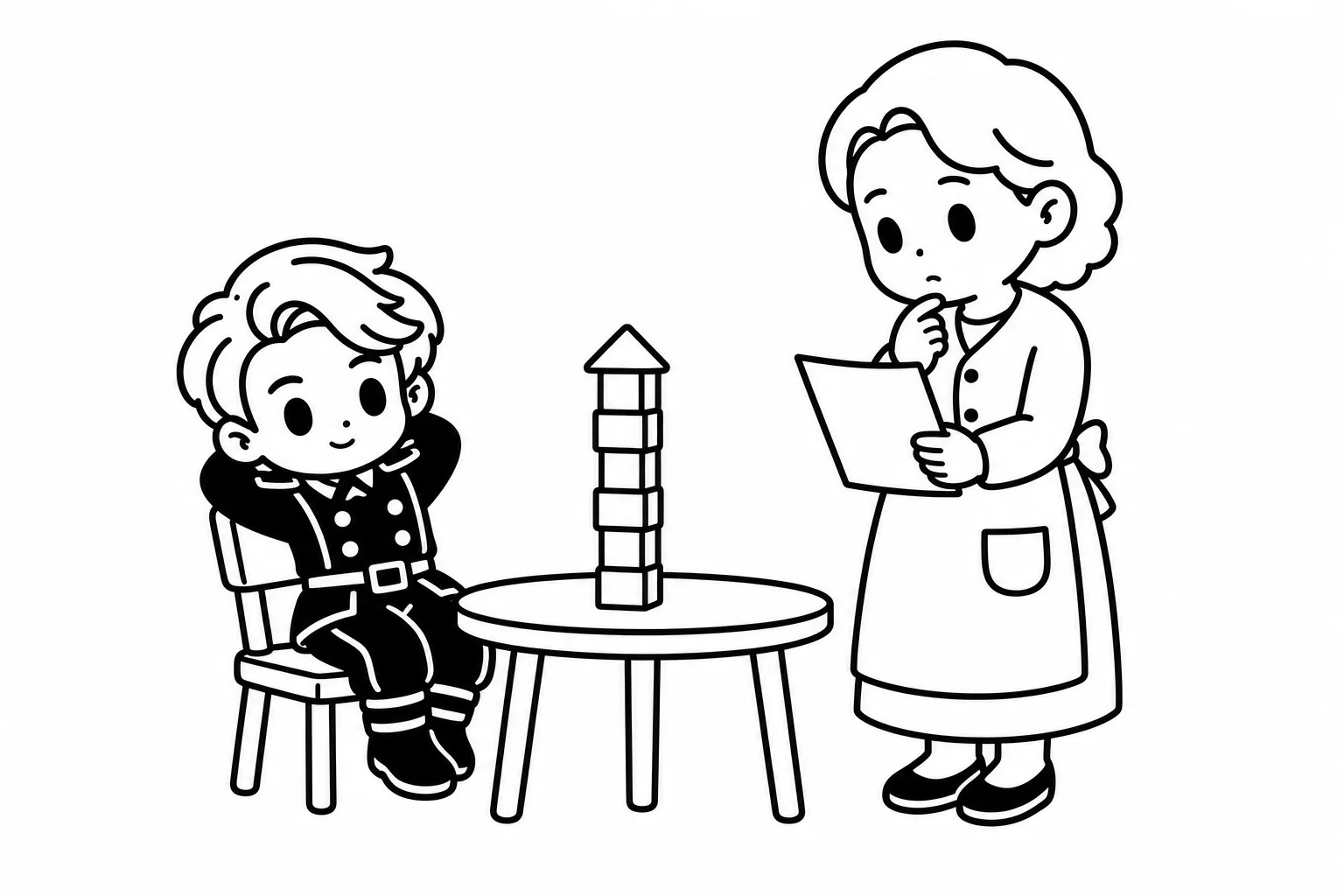 INTJの子どもが手順を飛ばして先に終えているのを親が見ているイラスト