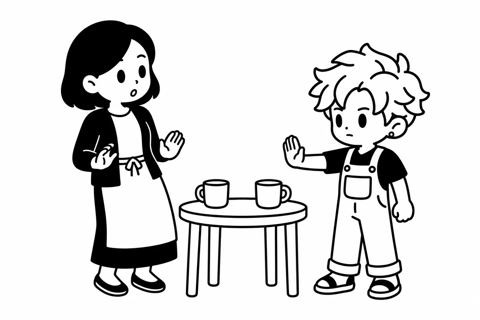 ISFPの子どもが譲れない場面ではっきり断っているイラスト