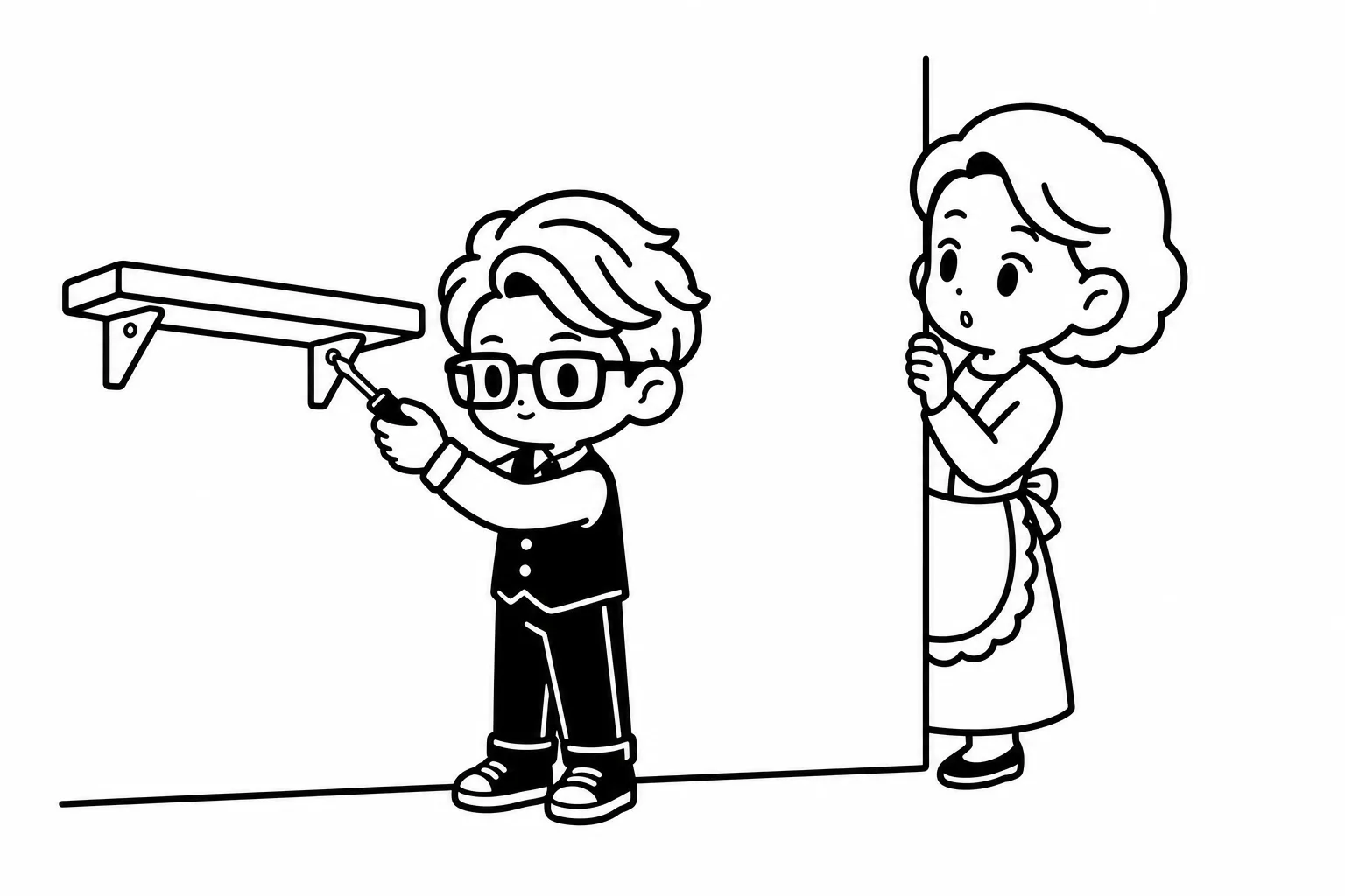 ISTJの子どもが黙って棚を直し、親が気づいたイラスト