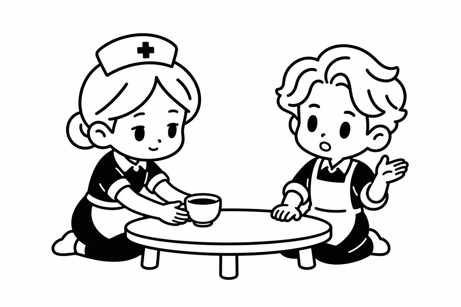 ISFJが言い合いの場にお茶を出して空気を和らげるイラスト